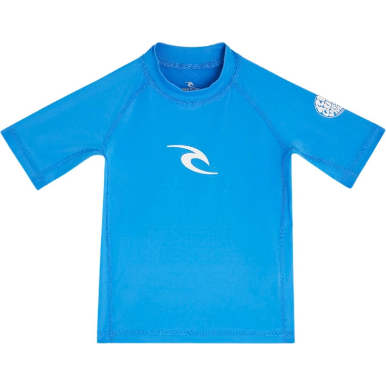 2026 Rip Curl Junior Waves UPF Short Sleeve Rash Vest 136BRV - Blue Gum